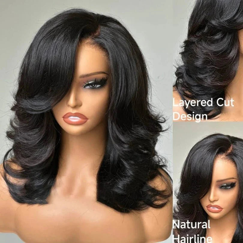 Stylish 13x4 Lace Layered Wave Wig with Human Hair