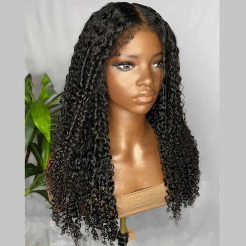 Afro Curly Long Wig with Kinky Edges and Baby Hair