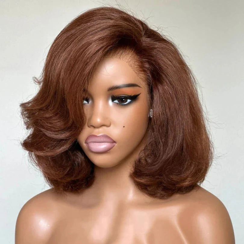 Natural Look Layered Short Brown Lace Wig