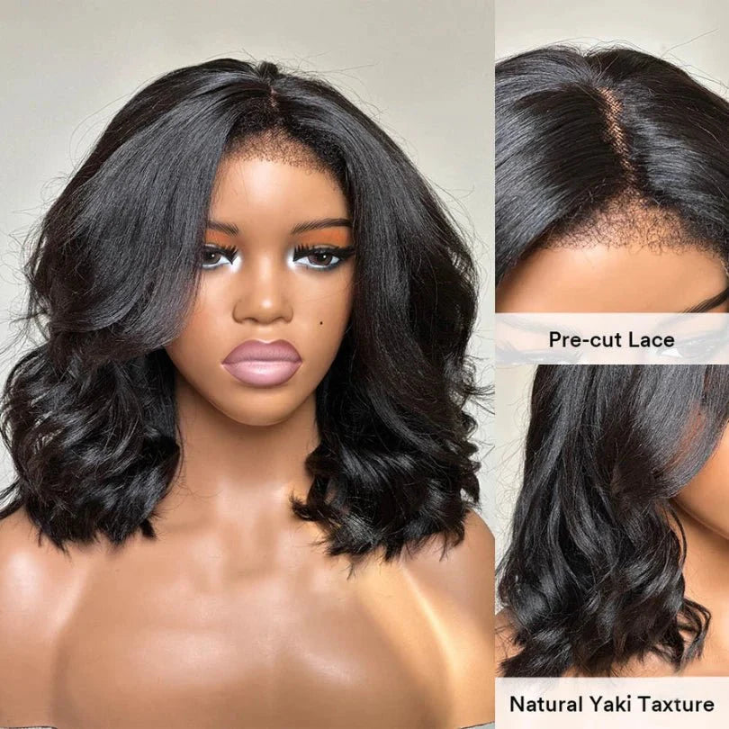 Stylish Short Layered Wave Bob Wig in Natural Black