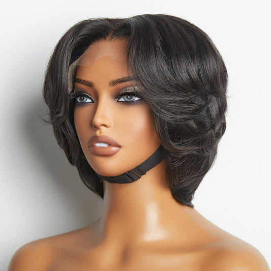 Elegant Short Pixie Cut Layered Human Hair Wig