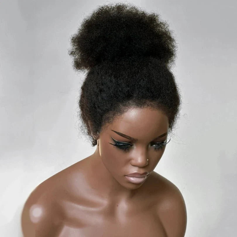 Natural Hairline Afro Curly Human Hair Lace Front Wig