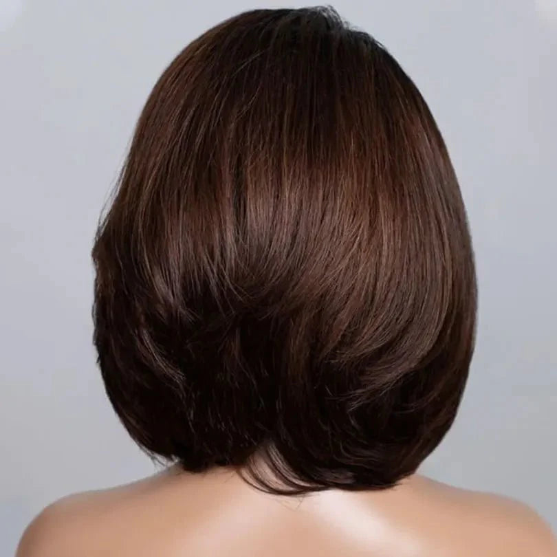 Stylish Brown Highlights Layered Bob Wig for Women