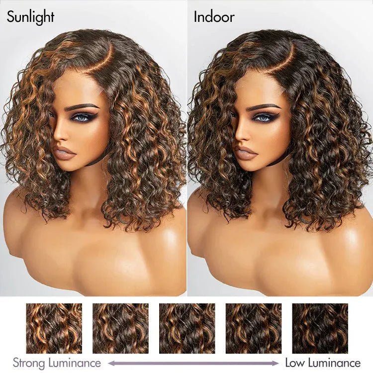 Elegant Casual Blonde Highlights Curly Wig