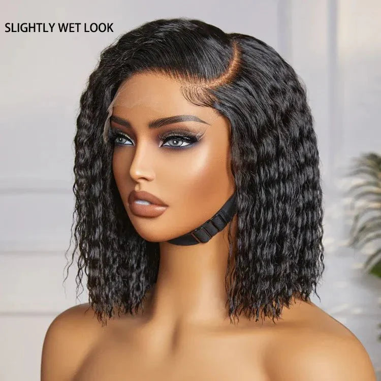 Stylish Natural Black Curly Bob Human Hair Wig