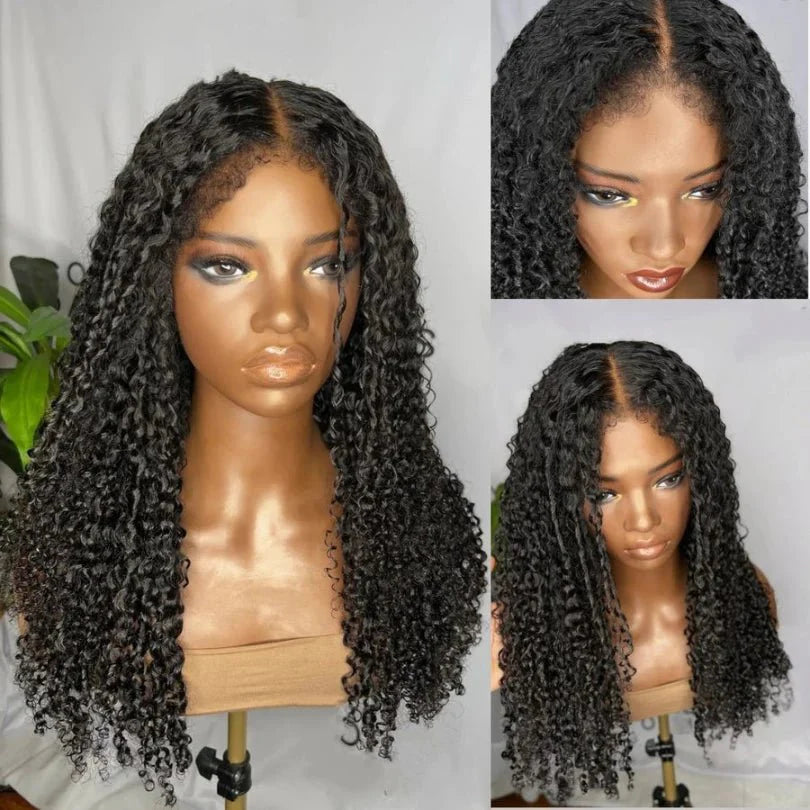 Afro Curly Long Wig with Kinky Edges and Baby Hair