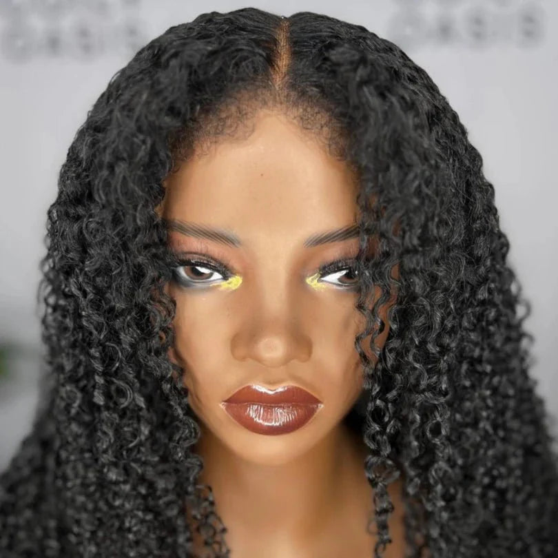 Afro Curly Long Wig with Kinky Edges and Baby Hair