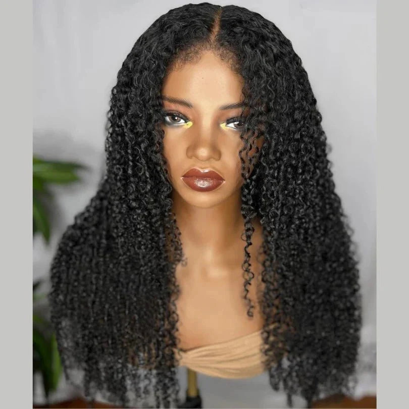 Afro Curly Long Wig with Kinky Edges and Baby Hair