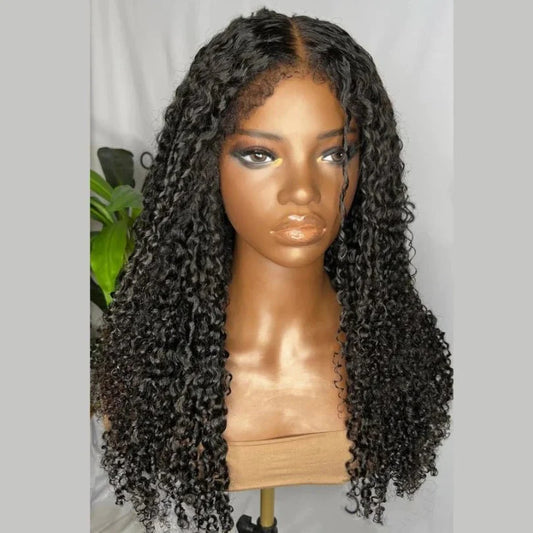 Afro Curly Long Wig with Kinky Edges and Baby Hair