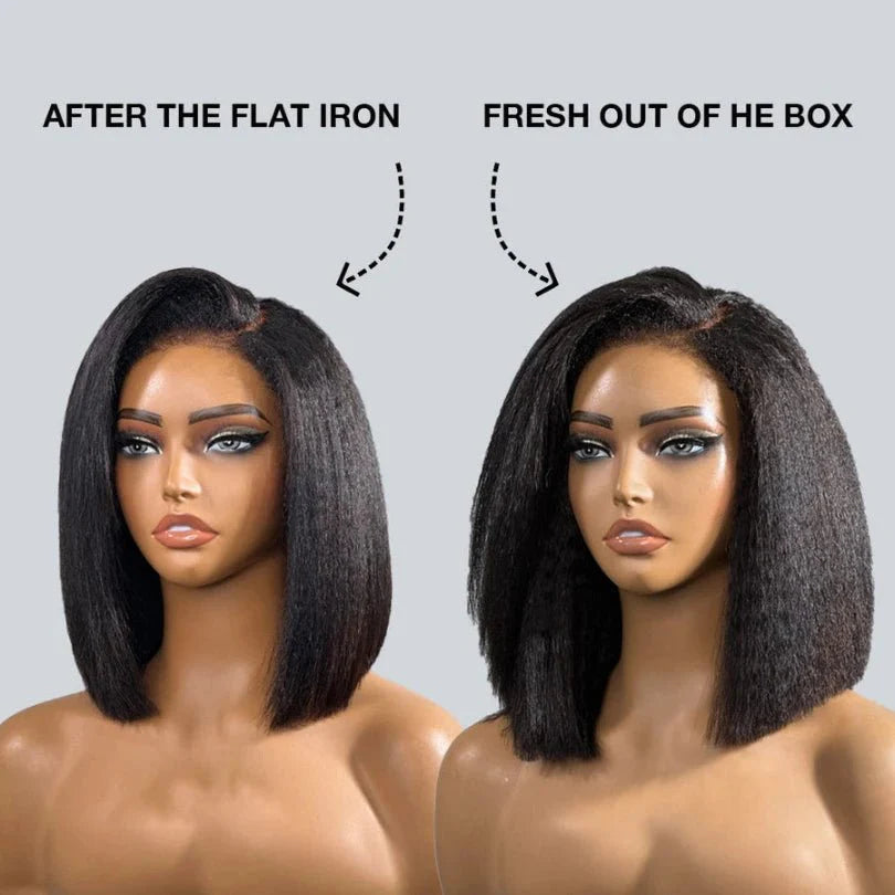 Easily Care Kinky Straight Short Bob Wig
