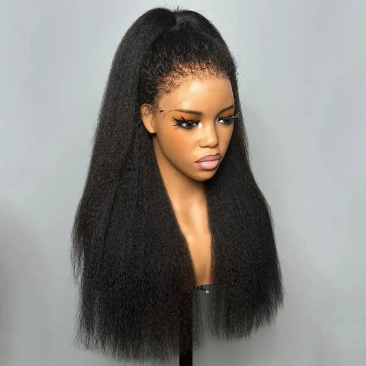 Natural Kinky Straight Long Lace Front Wig