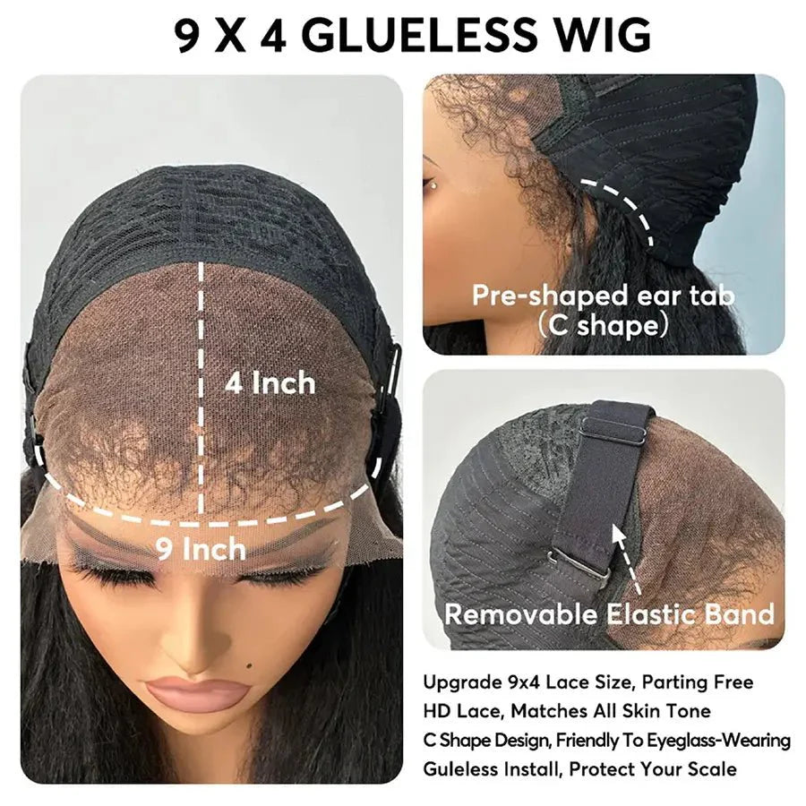 Natural Kinky Straight Long Lace Front Wig