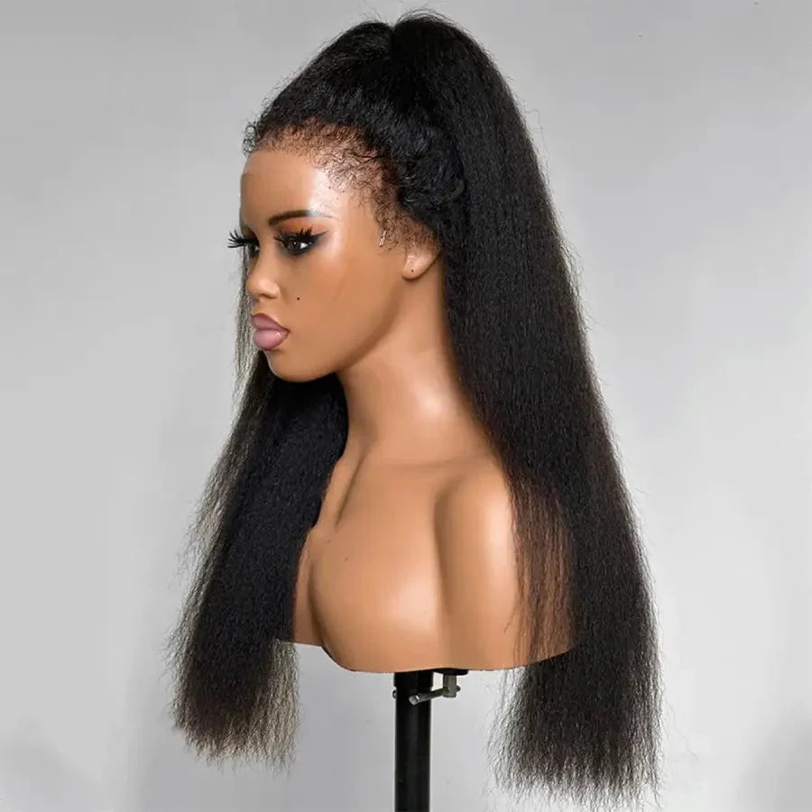 Natural Kinky Straight Long Lace Front Wig