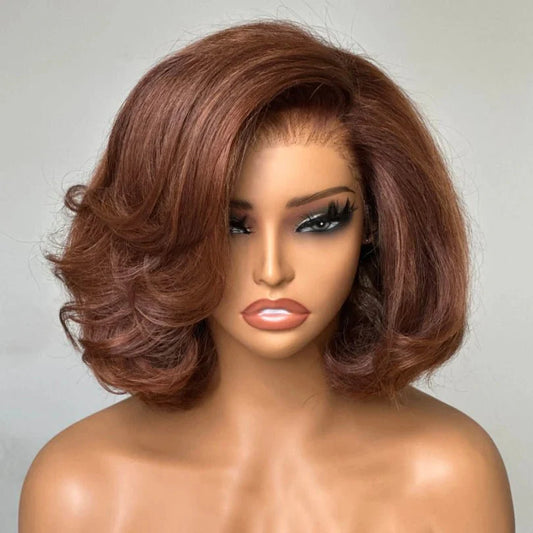 Natural Look Layered Short Brown Lace Wig