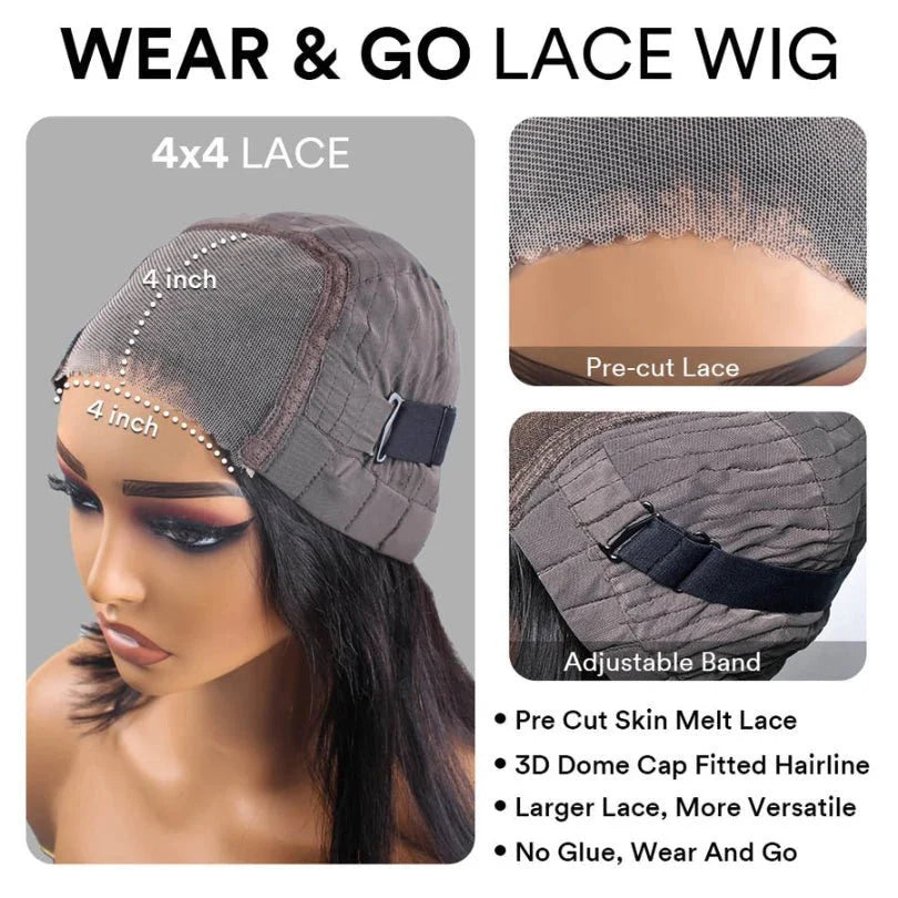 Layered Wavy Wig with Bangs Lace Closure for Women
