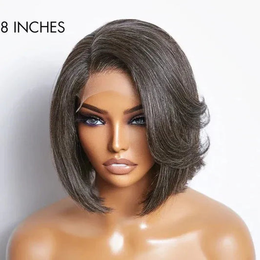 Soft Salt & Pepper Short Cut Human Hair Wig