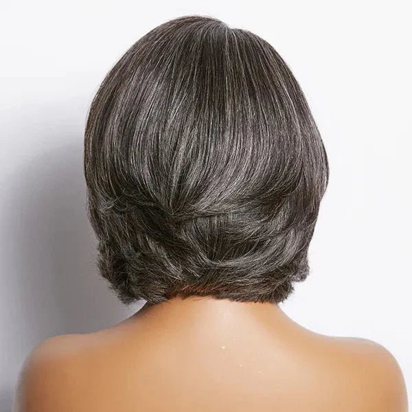 Soft Salt & Pepper Short Cut Human Hair Wig