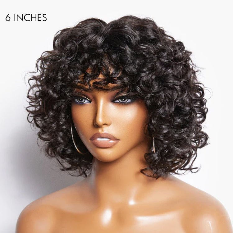 Natural Look Short Cut Water Wave Wig with Bangs