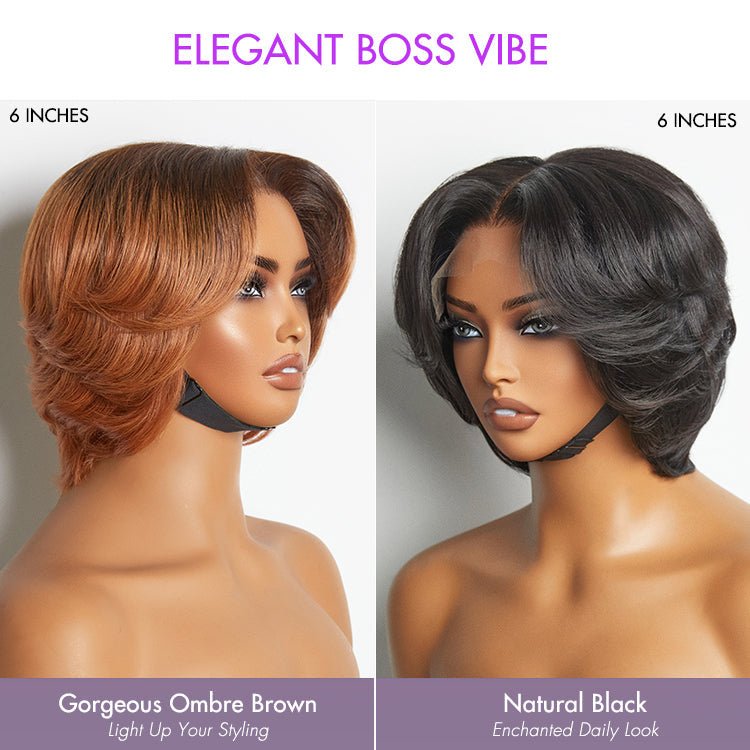 Elegant Short Pixie Cut Layered Human Hair Wig