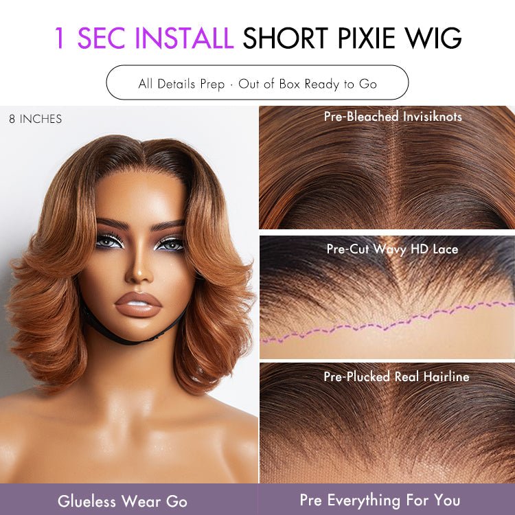 Elegant Short Pixie Cut Layered Human Hair Wig