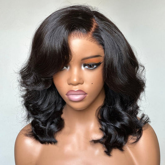 Natural Afro Bob Style Wig with Side Bangs