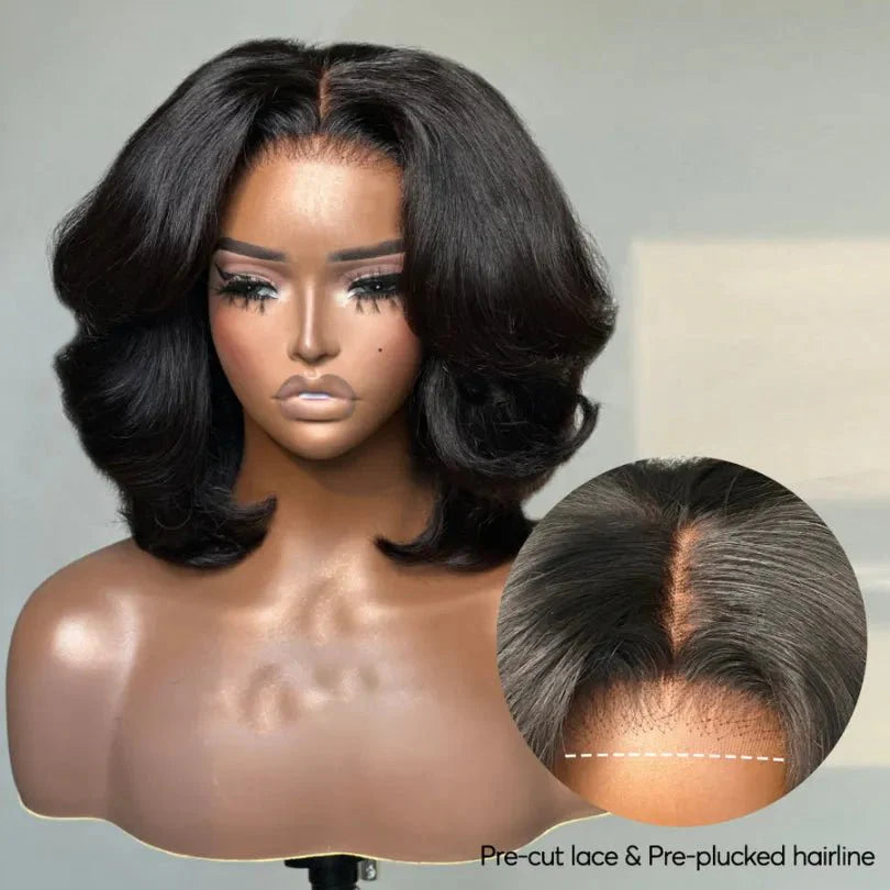 Natural Look Layered Cut Bob Human Hair Wig