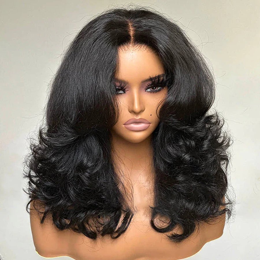 Elegant Layered Wavy Lace Front Wig for Women