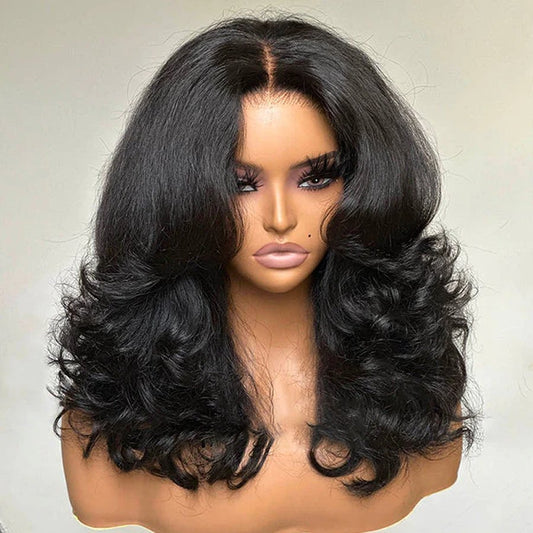 Elegant Layered Wavy Lace Front Wig for Women