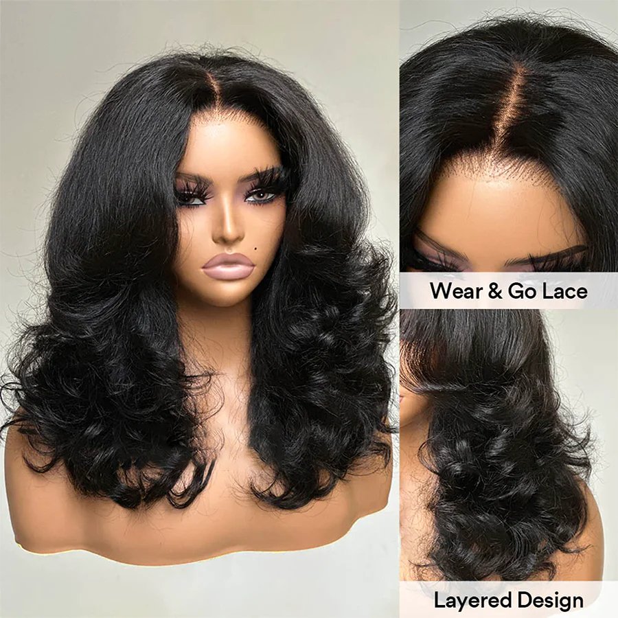 Elegant Layered Wavy Lace Front Wig for Women