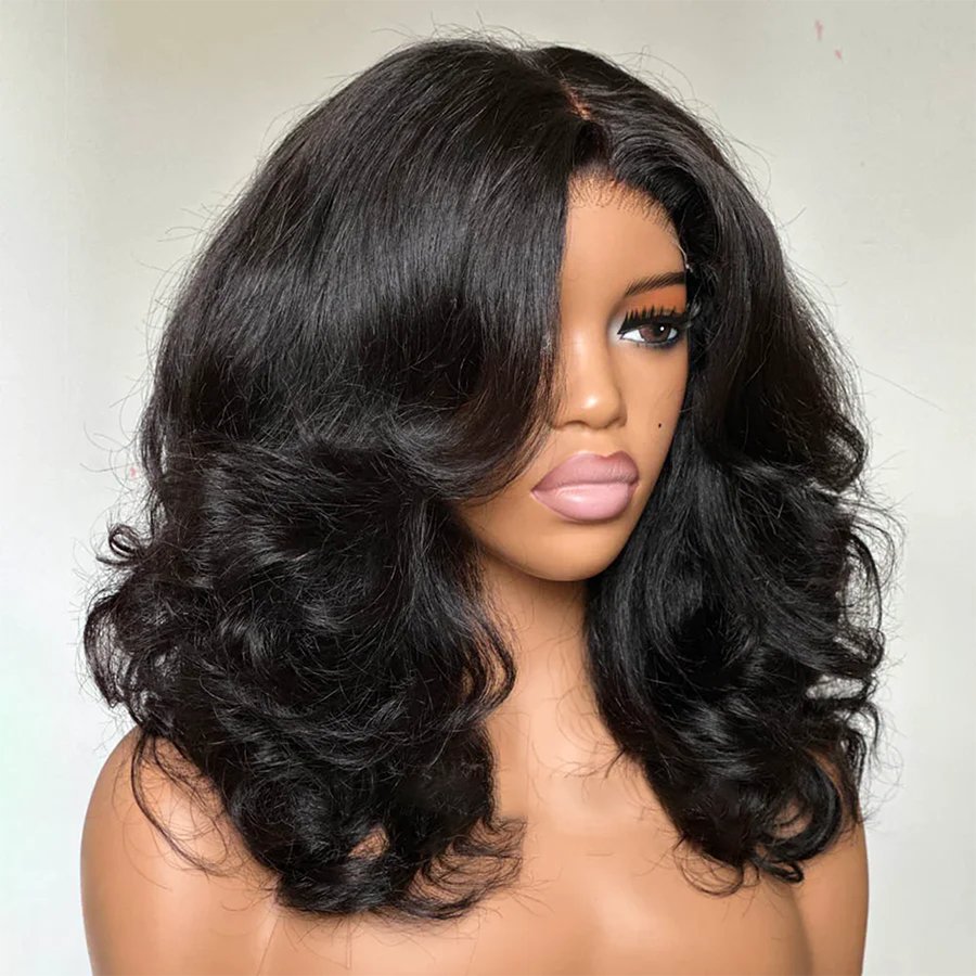 Elegant Layered Wavy Lace Front Wig for Women